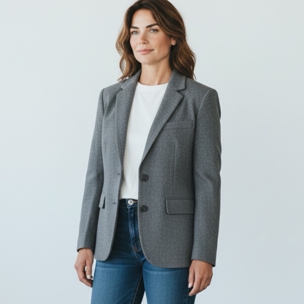 Pendleton Vintage Gray 100% Virgin Wool Two Button Blazer - Size 6